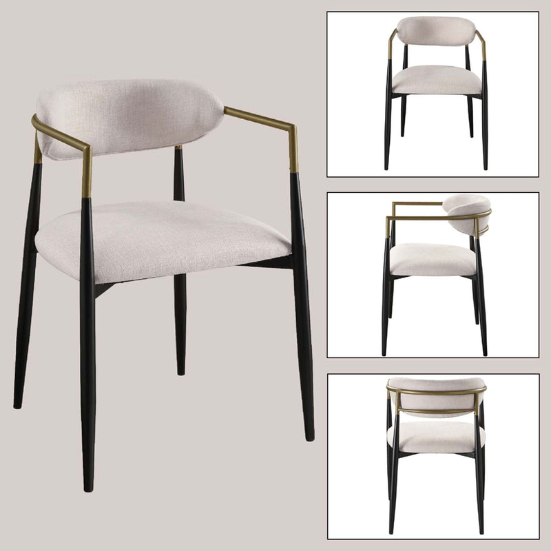 Jaramillo Side Chair 2Pc, Beige Chenille & Black Finish Acme