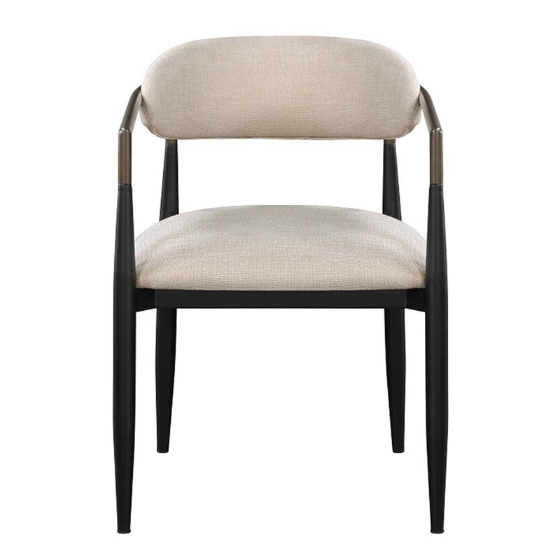 Jaramillo Side Chair 2Pc, Beige Chenille & Black Finish Acme