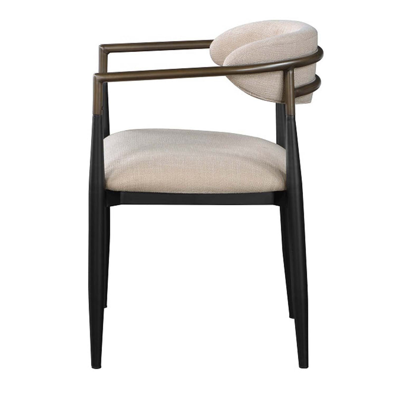 Jaramillo Side Chair 2Pc, Beige Chenille & Black Finish Acme