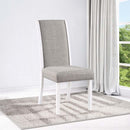 Hollyn Side Chair 2Pc, Gray Linen & White Finish Acme