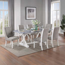 Hollyn Side Chair 2Pc, Gray Linen & White Finish Acme
