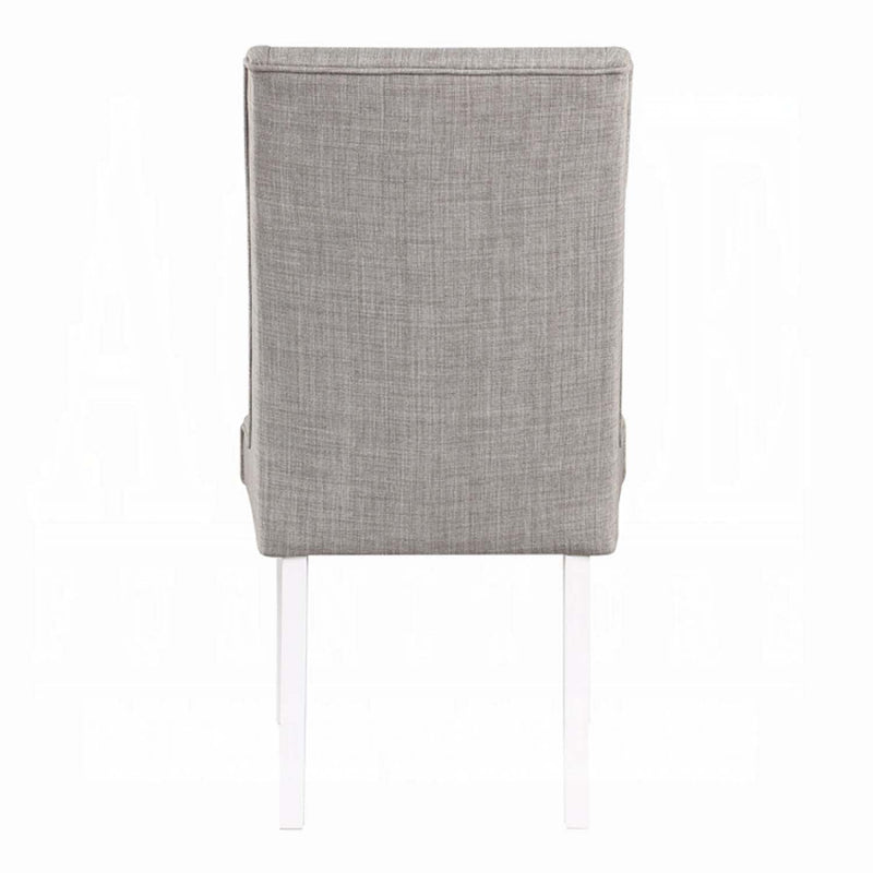 Hollyn Side Chair 2Pc, Gray Linen & White Finish Acme