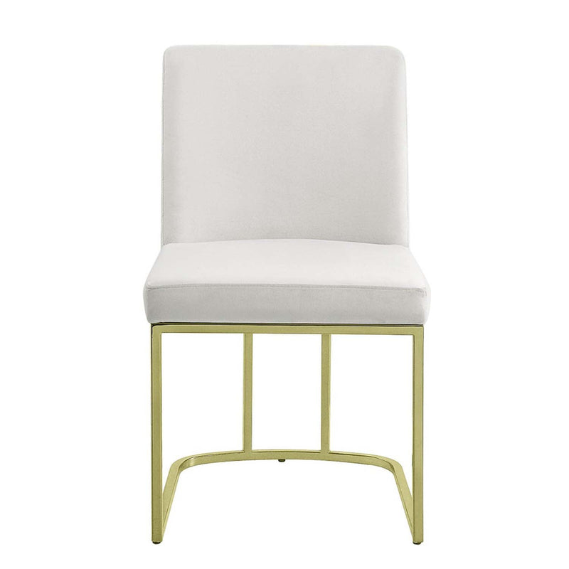 Zazie Side Chair 2Pc, White Velvet & Gold Finish Acme