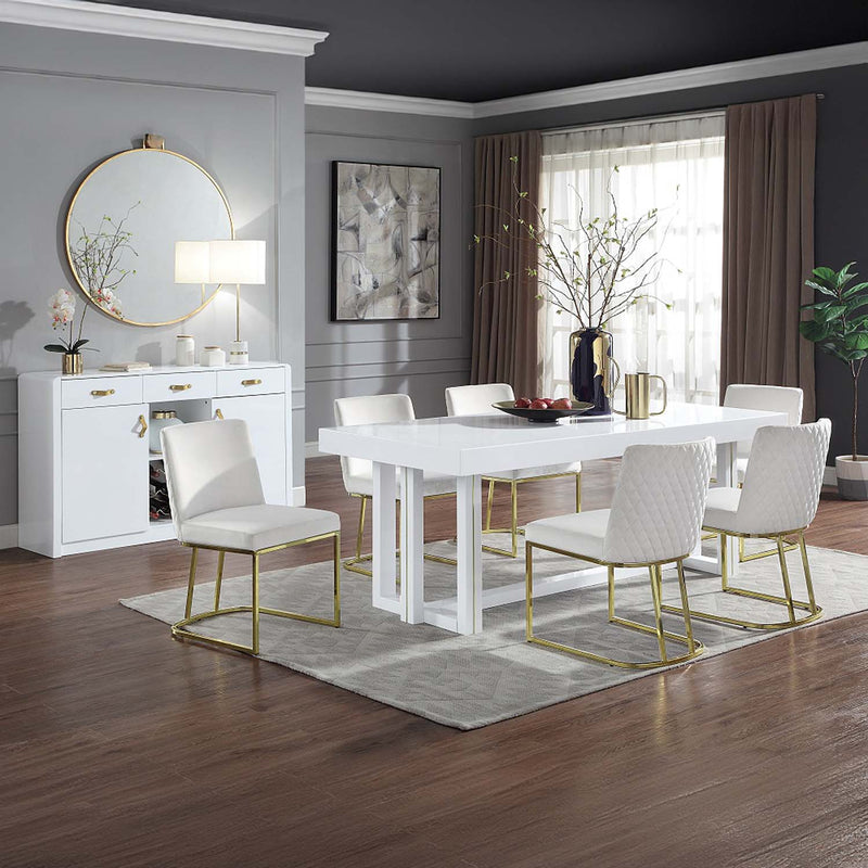Zazie Side Chair 2Pc, White Velvet & Gold Finish Acme