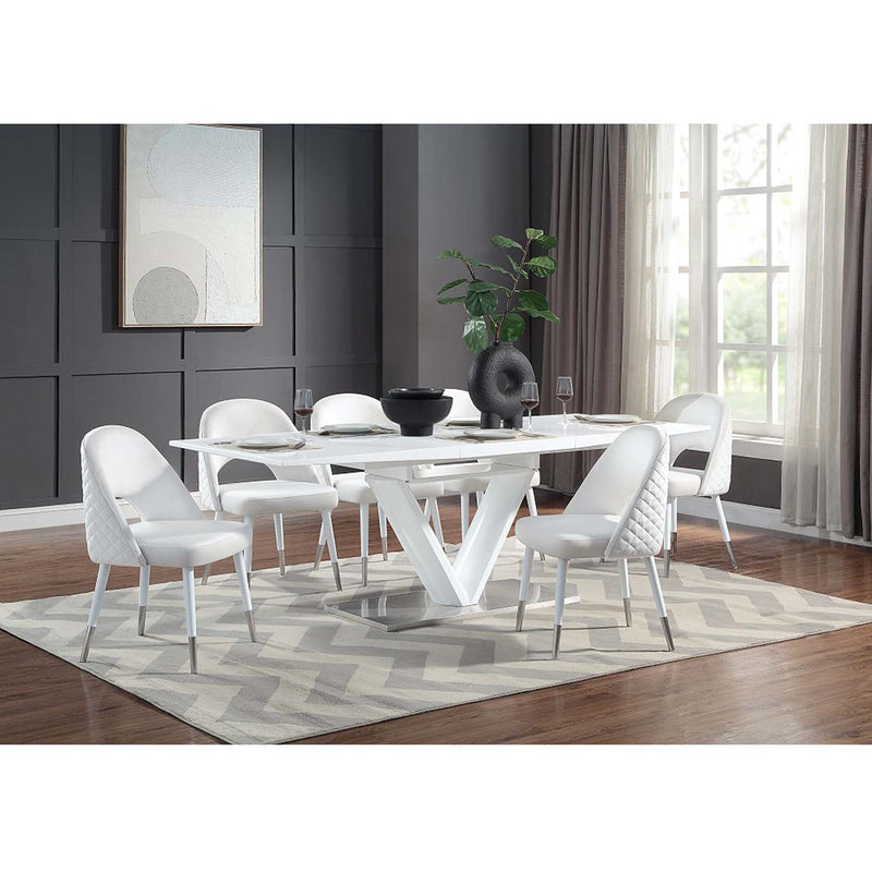Zemirah Side Chair 2Pc, White Velvet & White Gloss Finish Acme
