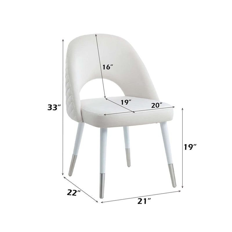 Zemirah Side Chair 2Pc, White Velvet & White Gloss Finish Acme