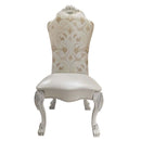 Dresden Side Chair 2Pc, Fabric & Bone White Finish Acme