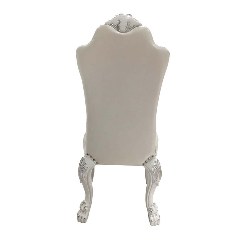 Dresden Side Chair 2Pc, Fabric & Bone White Finish Acme