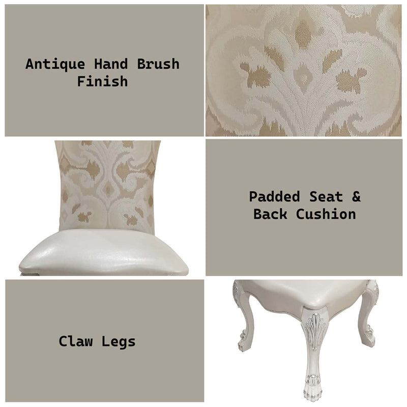 Dresden Side Chair 2Pc, Fabric & Bone White Finish Acme