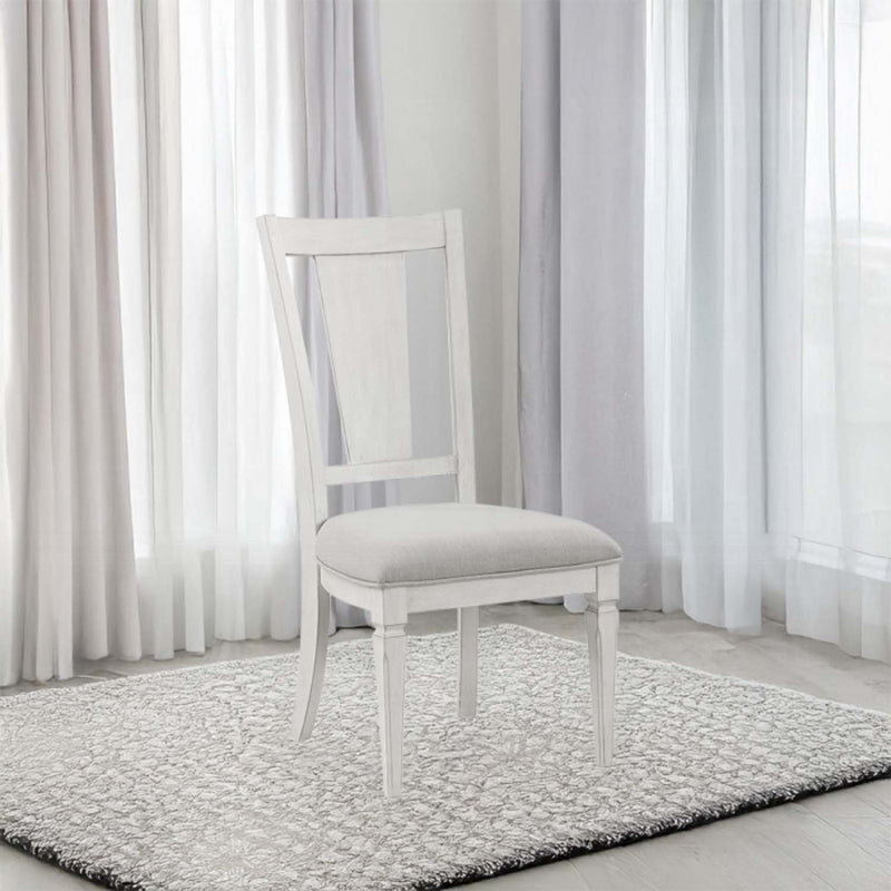 Katia Side Chair 2Pc, Light Gray Linen & Weathered White Finish Acme