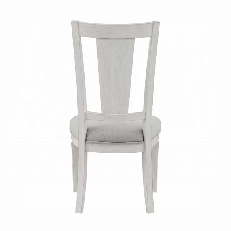 Katia Side Chair 2Pc, Light Gray Linen & Weathered White Finish Acme