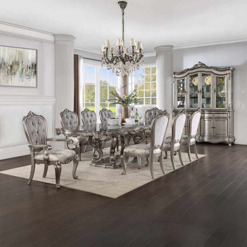 Ariadne Side Chair 2Pc, Velvet & Antique Platinum Finish Acme