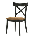 Hillary Side Chair 2Pc, Brown Leather Aire, Walnut & Black Finish Acme