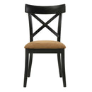 Hillary Side Chair 2Pc, Brown Leather Aire, Walnut & Black Finish Acme
