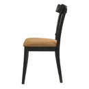 Hillary Side Chair 2Pc, Brown Leather Aire, Walnut & Black Finish Acme