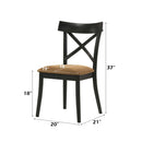 Hillary Side Chair 2Pc, Brown Leather Aire, Walnut & Black Finish Acme