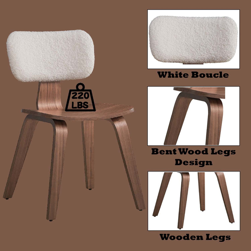 Casson Side Chair 2Pc, White Boucle & Walnut Finish Acme