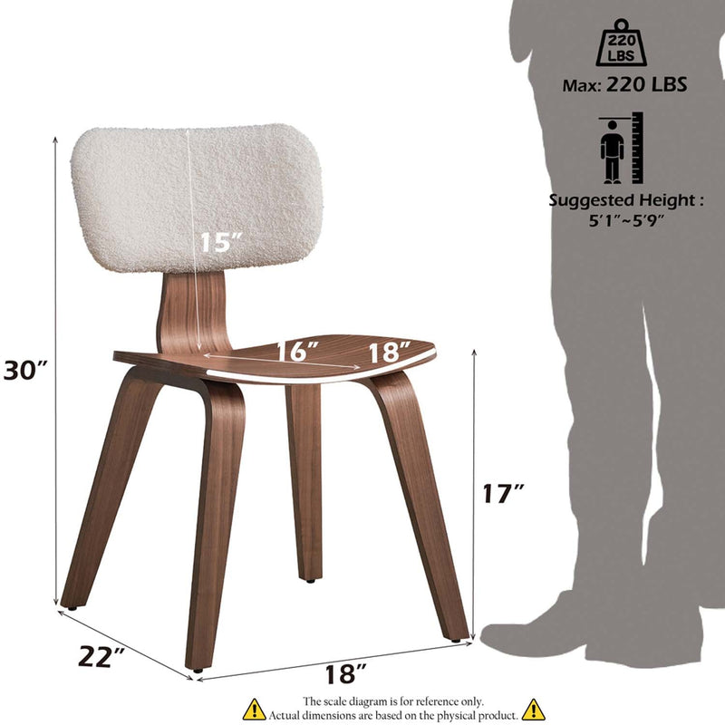 Casson Side Chair 2Pc, White Boucle & Walnut Finish Acme