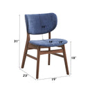 Bevis Side Chair 2Pc, Blue Fabric & Walnut Finish Acme