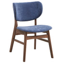 Bevis Side Chair 2Pc, Blue Fabric & Walnut Finish Acme