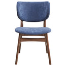Bevis Side Chair 2Pc, Blue Fabric & Walnut Finish Acme