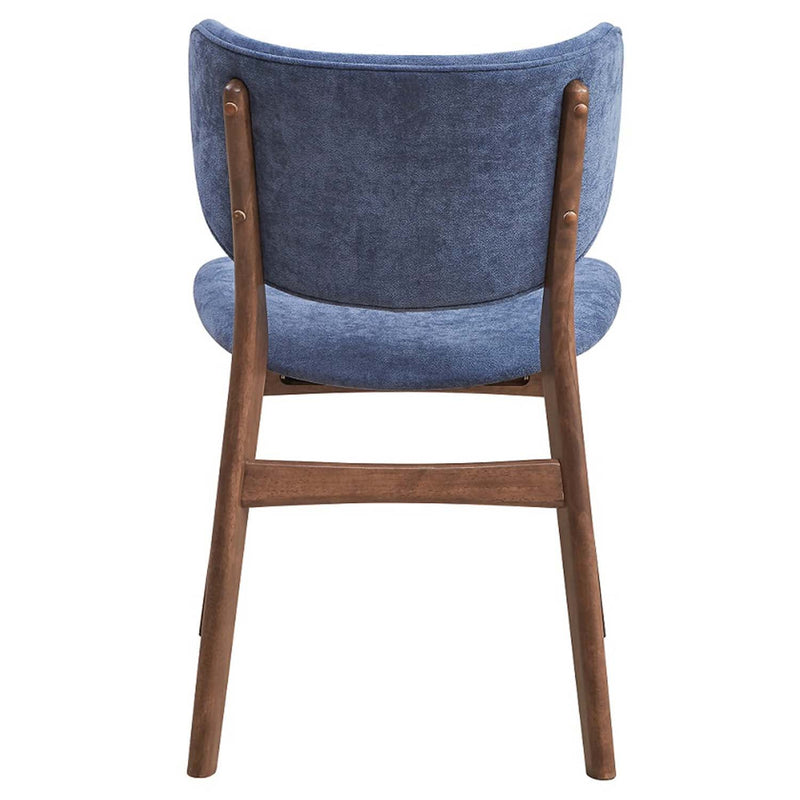Bevis Side Chair 2Pc, Blue Fabric & Walnut Finish Acme