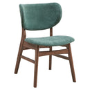 Bevis Side Chair 2Pc, Green Fabric & Walnut Finish Acme