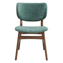 Bevis Side Chair 2Pc, Green Fabric & Walnut Finish Acme