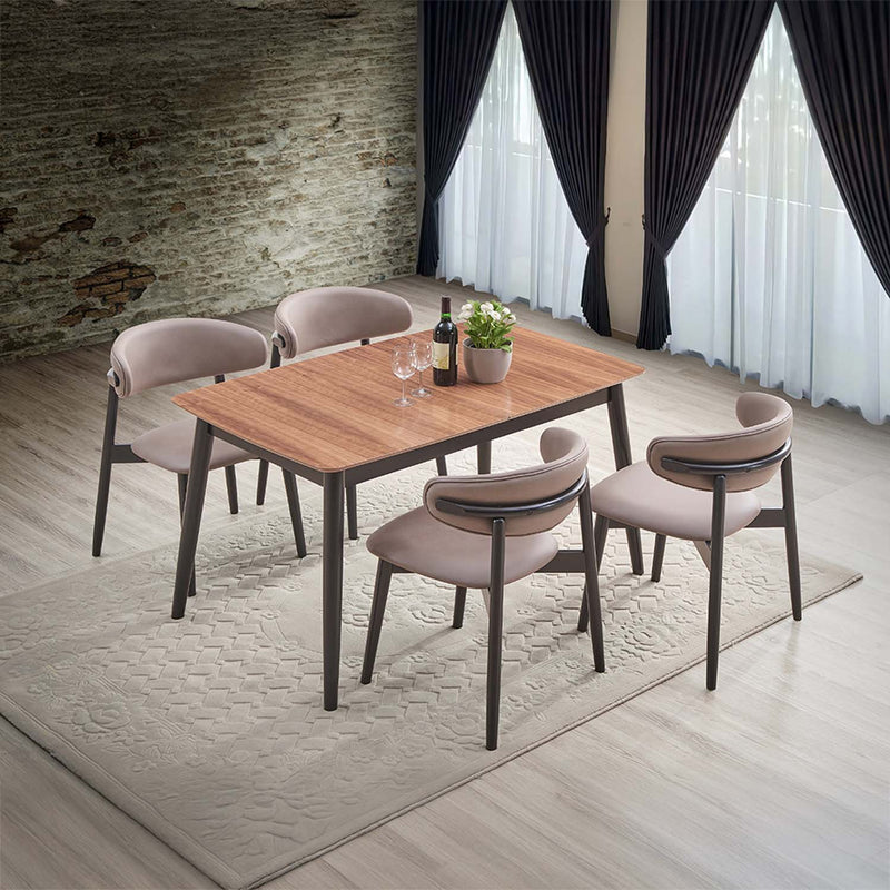 Lanae Side Chair 2Pc, Coffee Polish Microfiber & Black Finish Acme