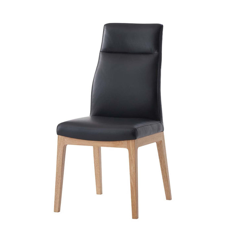 Raquan Side Chair 2Pc, Black Leather & Walnut Finish Acme