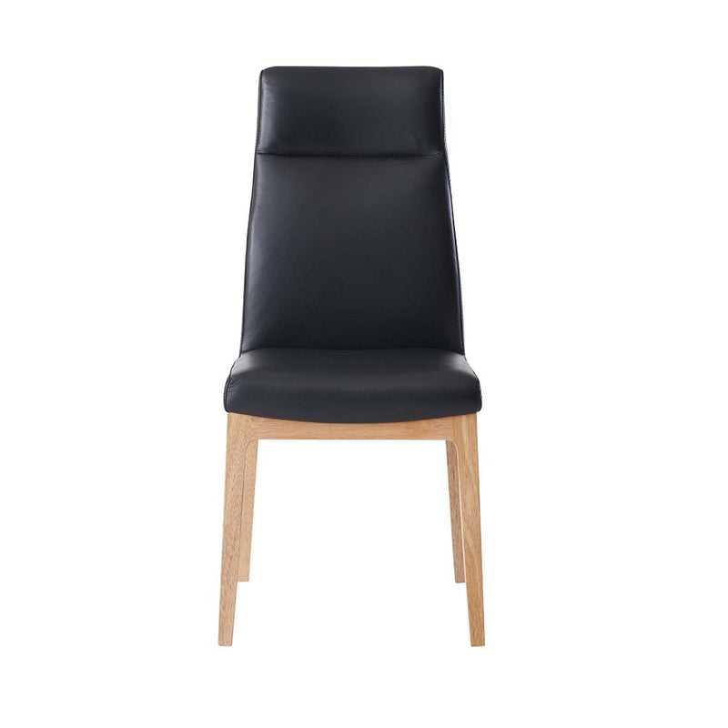 Raquan Side Chair 2Pc, Black Leather & Walnut Finish Acme
