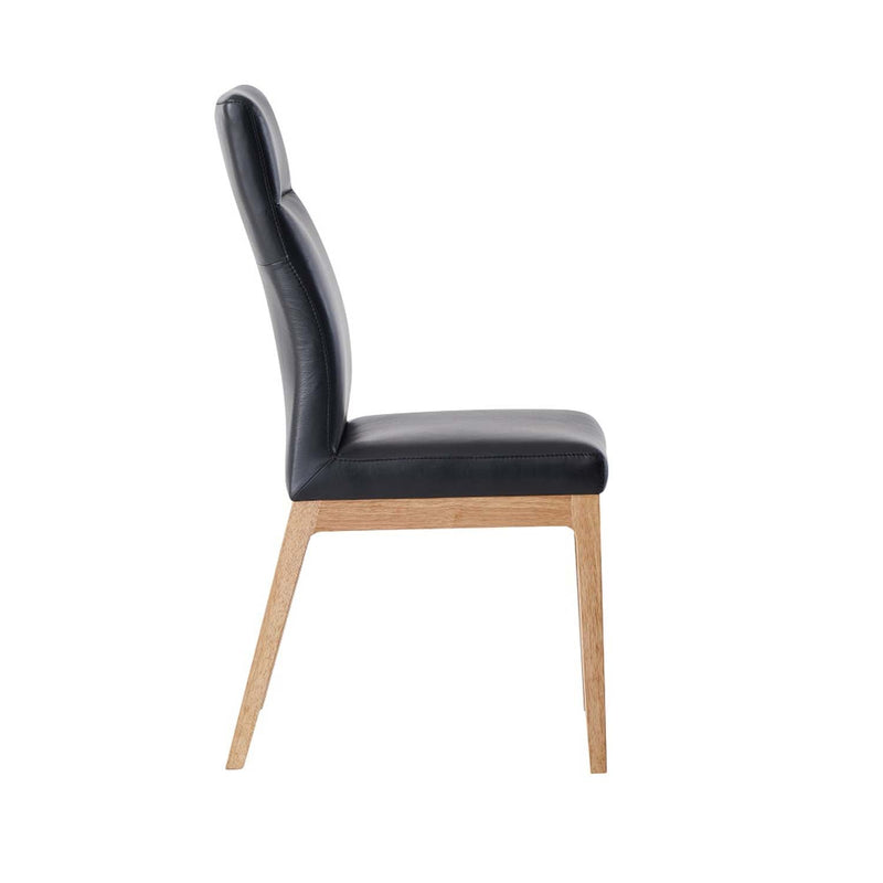 Raquan Side Chair 2Pc, Black Leather & Walnut Finish Acme