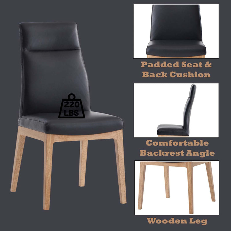 Raquan Side Chair 2Pc, Black Leather & Walnut Finish Acme