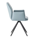 Segismunda Side Chair w/Swivel, Light Blue Leather & Black Finish Acme