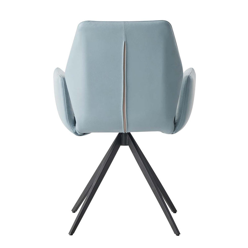 Segismunda Side Chair w/Swivel, Light Blue Leather & Black Finish Acme