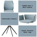 Segismunda Side Chair w/Swivel, Light Blue Leather & Black Finish Acme