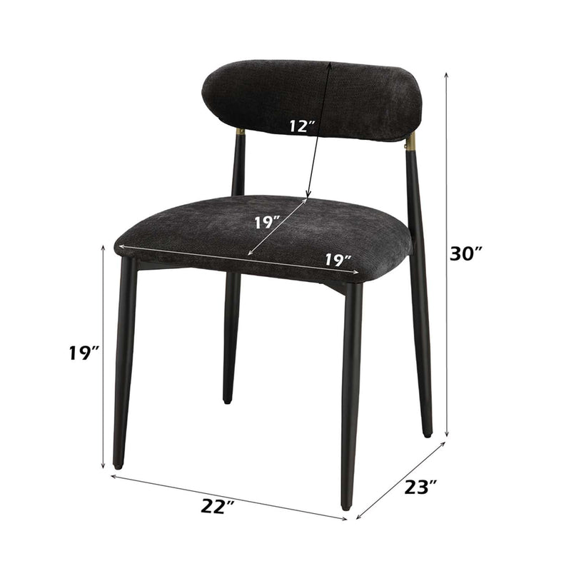 Jaramillo Side Chair 2Pc, Black Fabric & Black Finish Acme