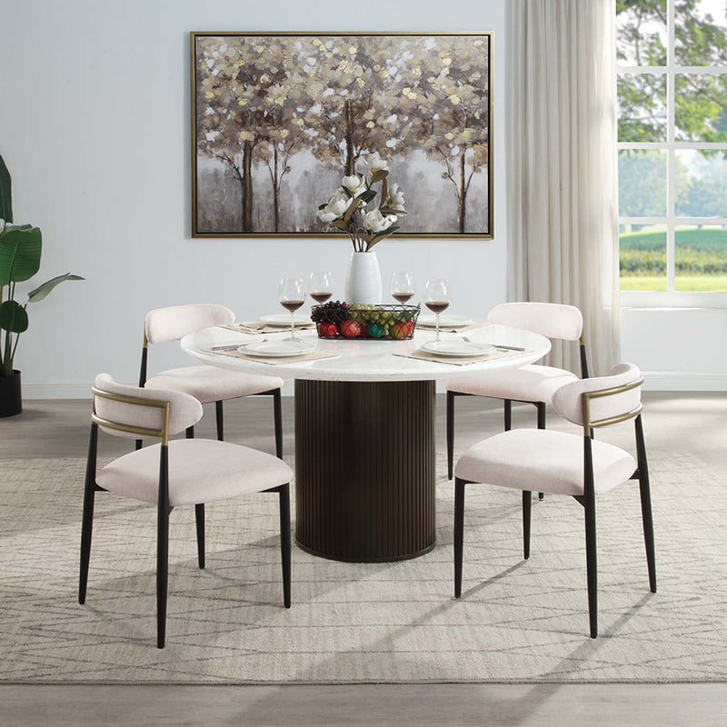 Jaramillo Side Chair 2Pc, Beige Fabric & Black Finish Acme