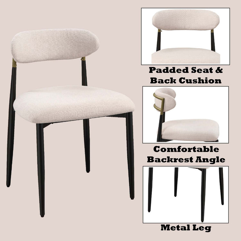 Jaramillo Side Chair 2Pc, Beige Fabric & Black Finish Acme