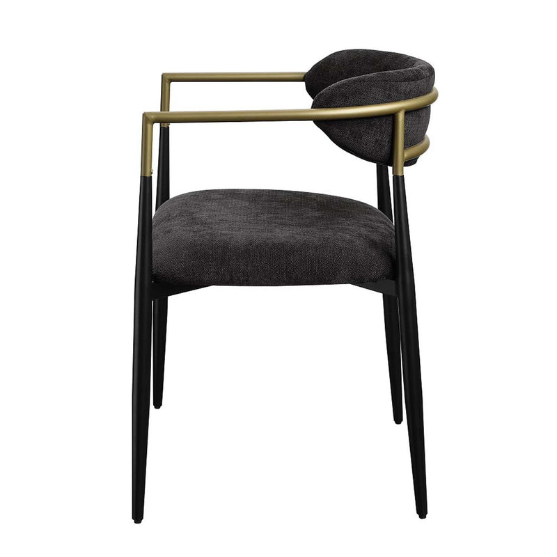 Jaramillo Side Chair 2Pc, Black Chenille & Black Finish Acme