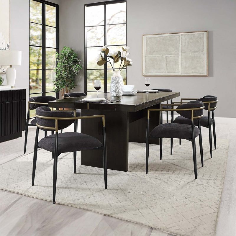 Jaramillo Side Chair 2Pc, Black Chenille & Black Finish Acme