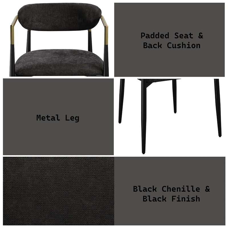 Jaramillo Side Chair 2Pc, Black Chenille & Black Finish Acme