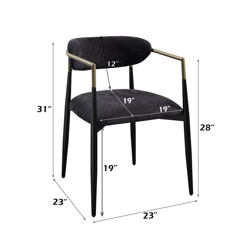 Jaramillo Side Chair 2Pc, Black Chenille & Black Finish Acme