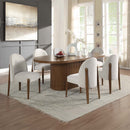 Gamarya Side Chair 2Pc, White Fabric & Oak Finish Acme