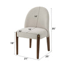 Gamarya Side Chair 2Pc, White Fabric & Oak Finish Acme