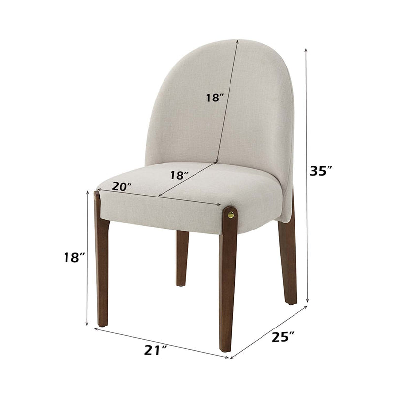 Gamarya Side Chair 2Pc, White Fabric & Oak Finish Acme