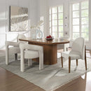 Gamarya Side Chair 2Pc, White Fabric & Oak Finish Acme