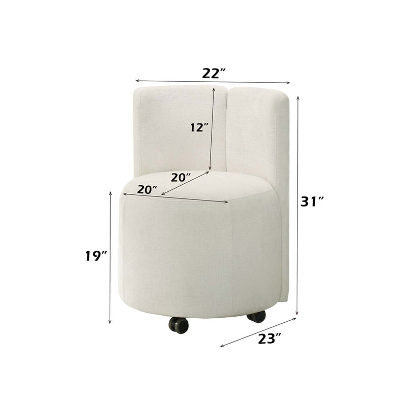 Blayde Side Chair w/Swivel 2Pc, White Chenille Fabric Acme