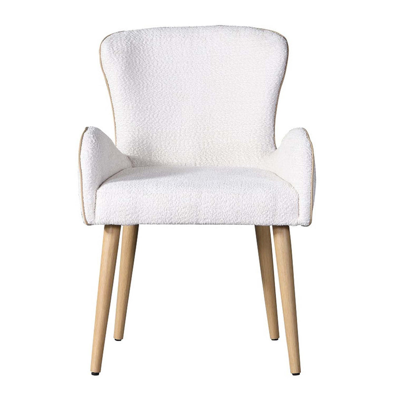 Qwin Side Chair 2Pc, Beige Boucle & Oak Finish Acme