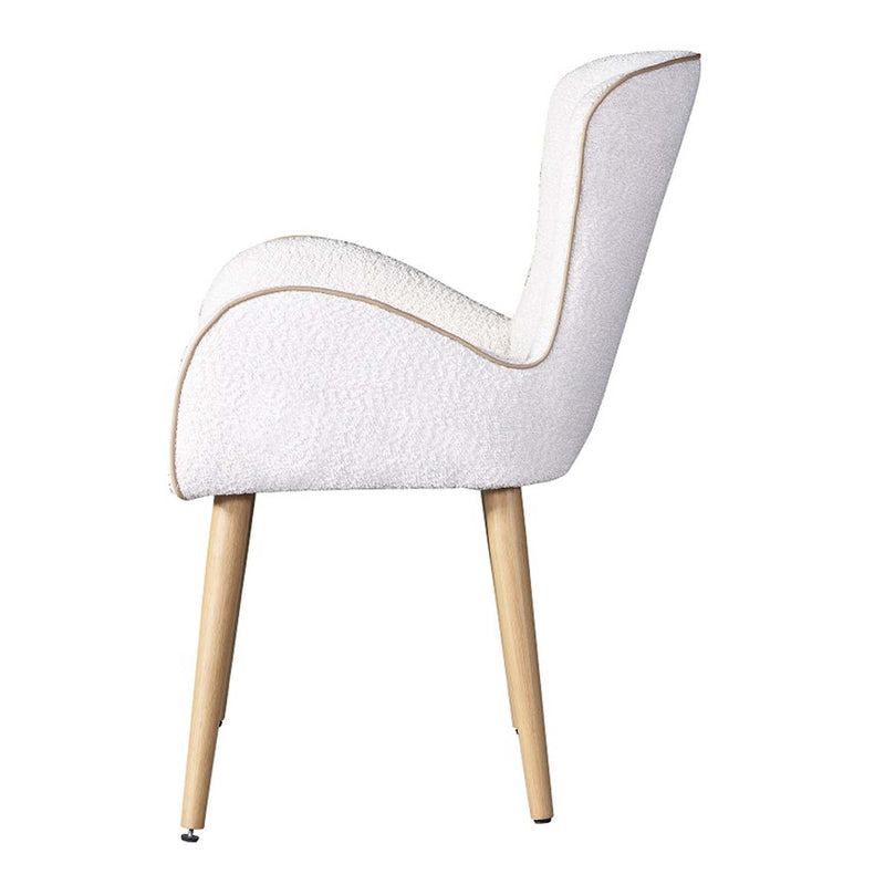 Qwin Side Chair 2Pc, Beige Boucle & Oak Finish Acme